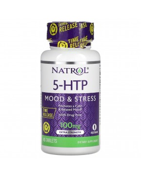 Natrol, 5-гидрокситриптофан, медленное высвобождение, с повышенной силой действия, 100 мг, 45 таблеток Natrol, 5-гидрокситриптофан, медленное высвобождение, с повышенной силой действия, 100 мг, 45 таблеток